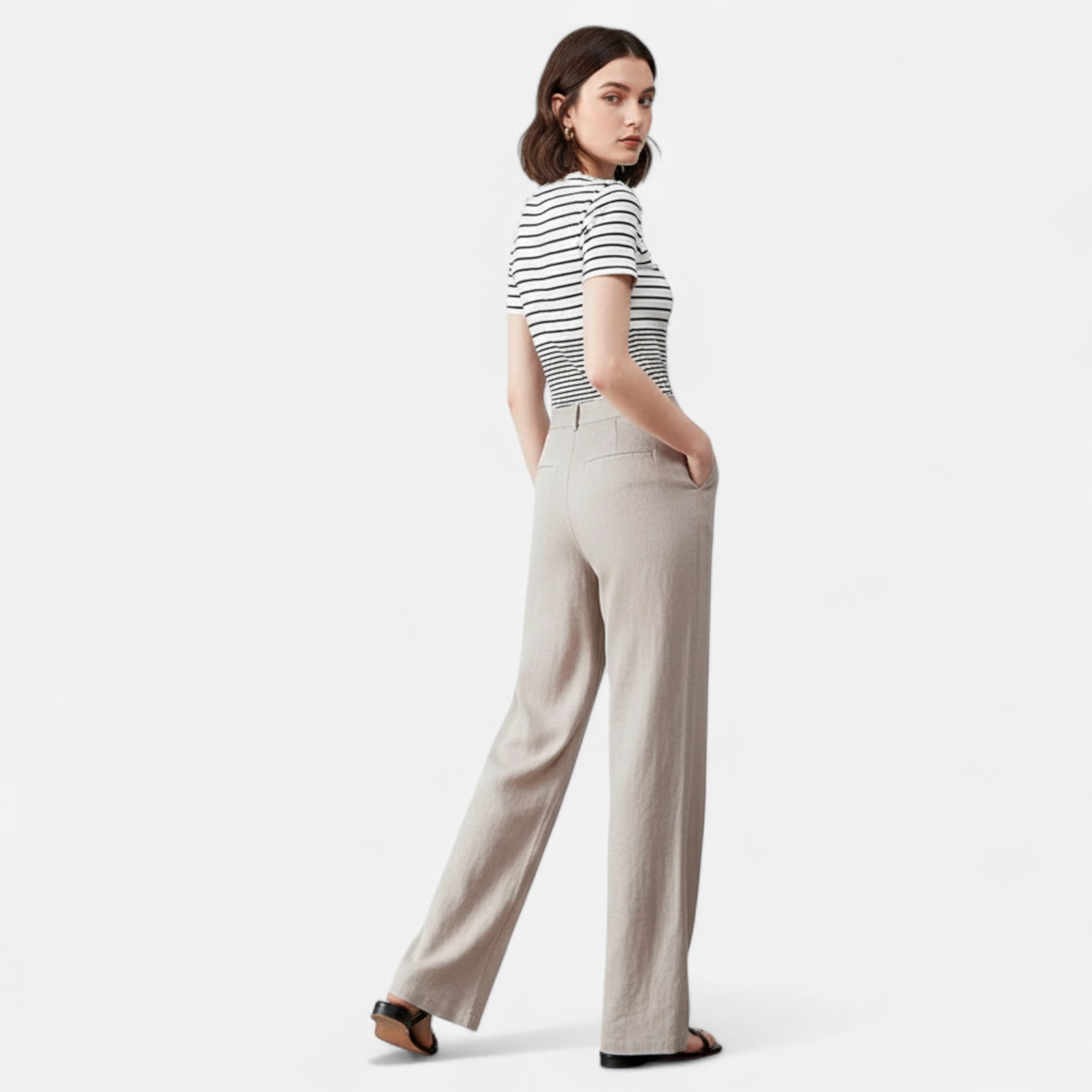 Belcien | Women’s Cotton Linen Wide-Leg Pants