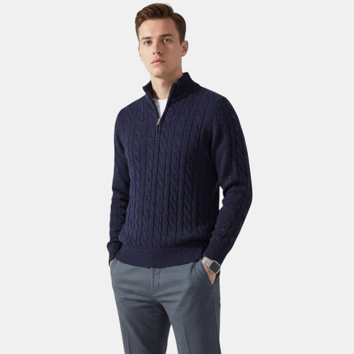 Belcien | Men’s Half-Zip Wool Blend Sweater