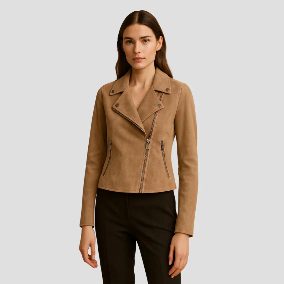 Belcien | Women’s Suede Biker Jacket