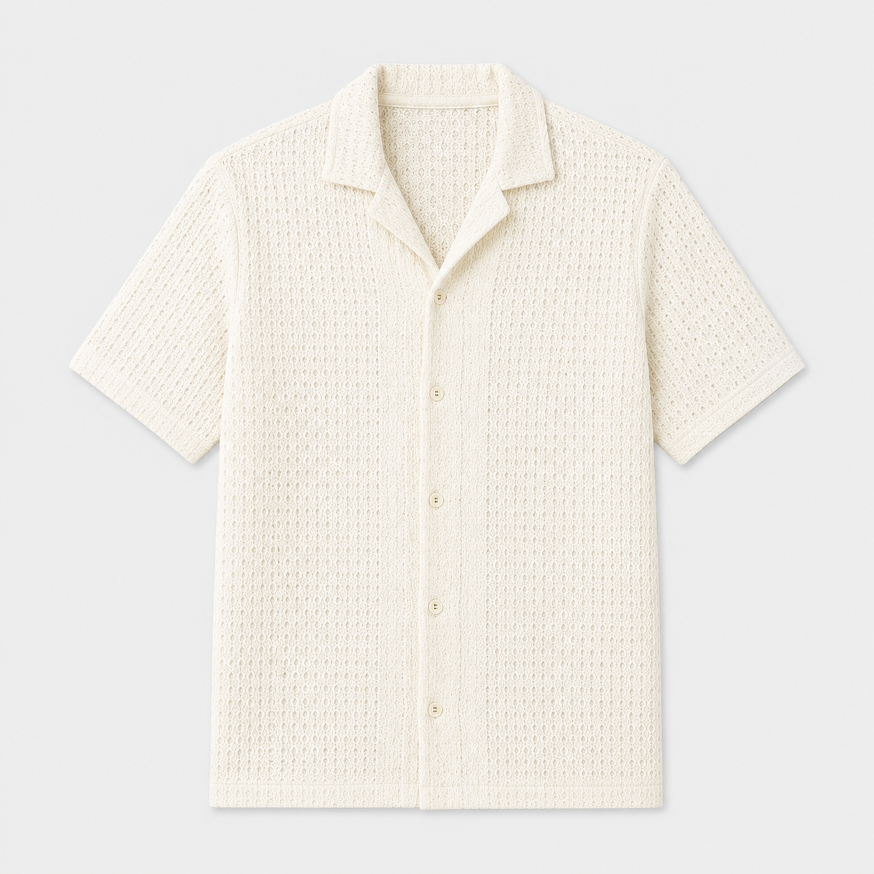 Short-sleeve checkered shirt on a light gray background