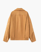 Belcien | Oversized Suede Bomber Jacket