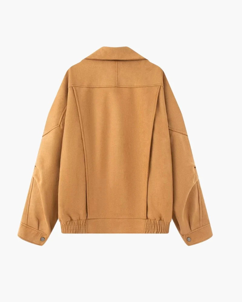 Belcien | Oversized Suede Bomber Jacket