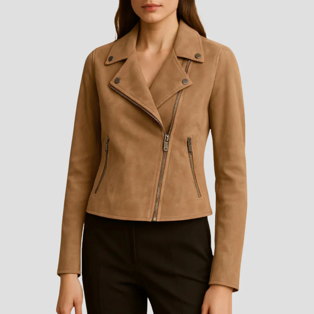 Belcien | Women’s Suede Biker Jacket
