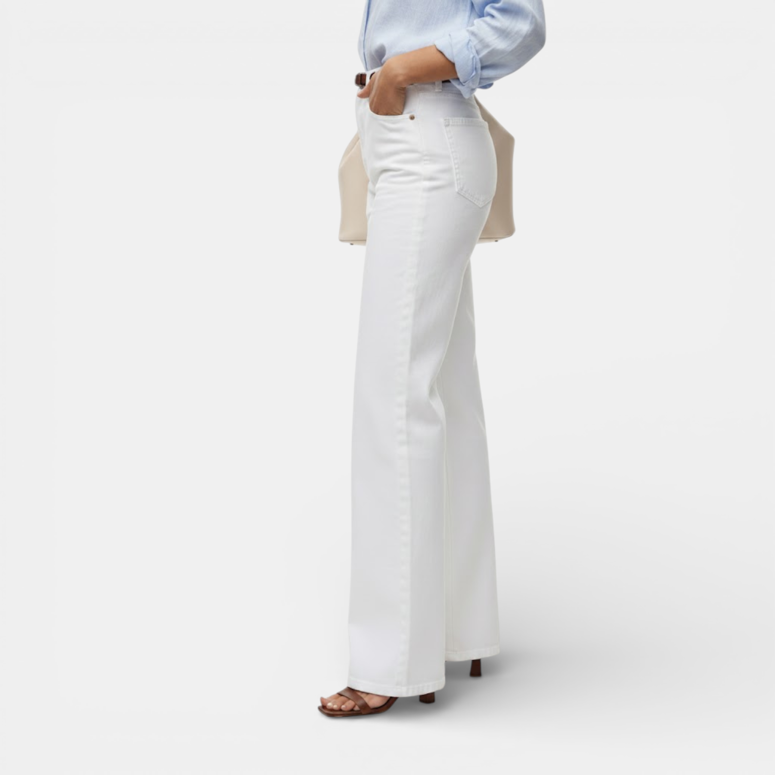 Belcien | Women’s White High Waist Wide Leg Pants