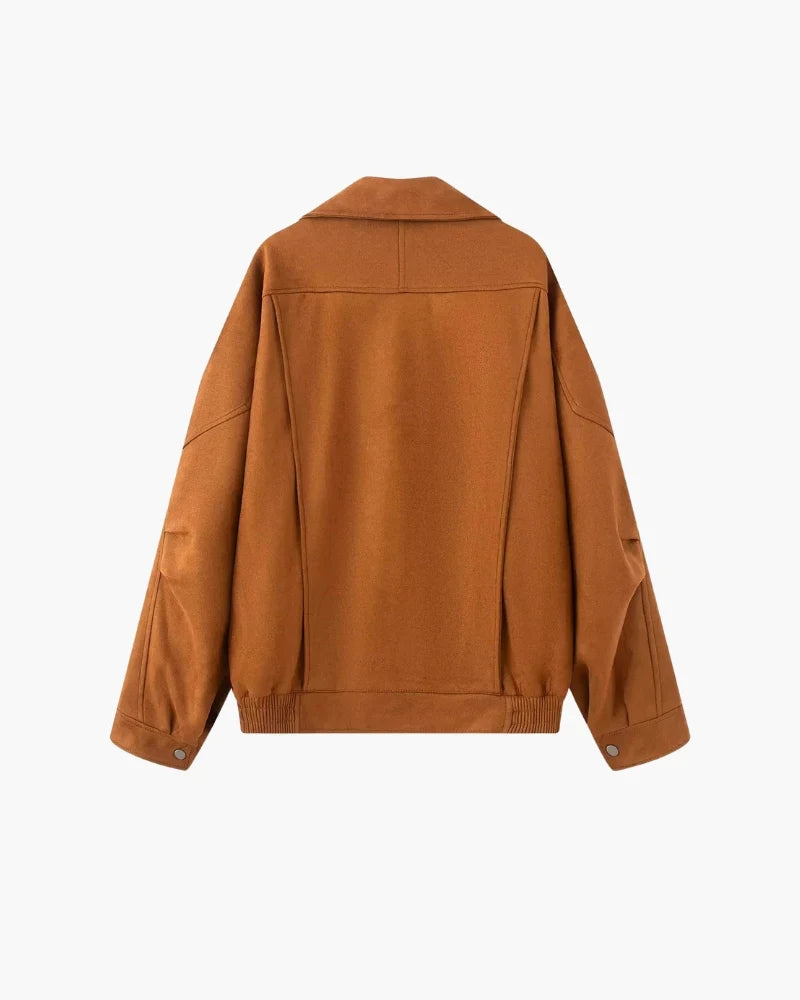 Belcien | Oversized Suede Bomber Jacket