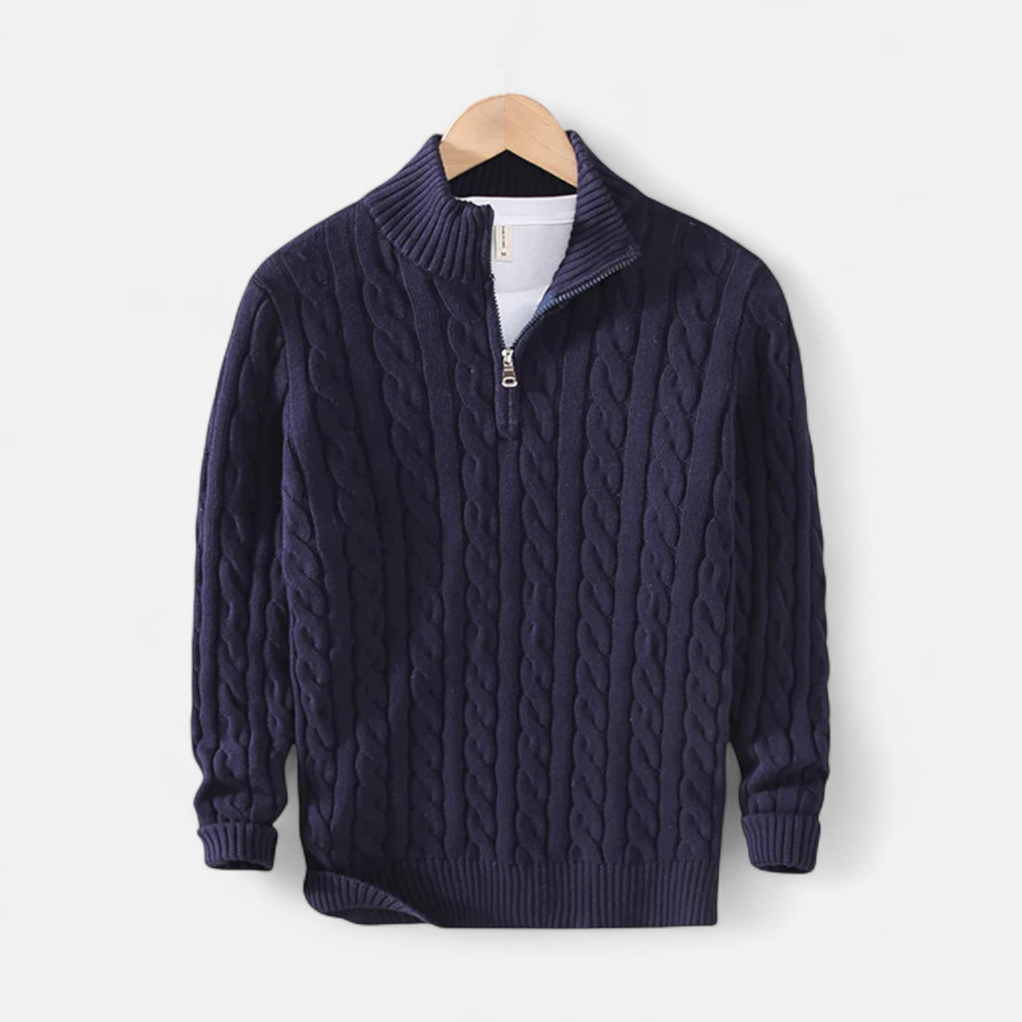 Belcien | Men’s Half-Zip Wool Blend Sweater