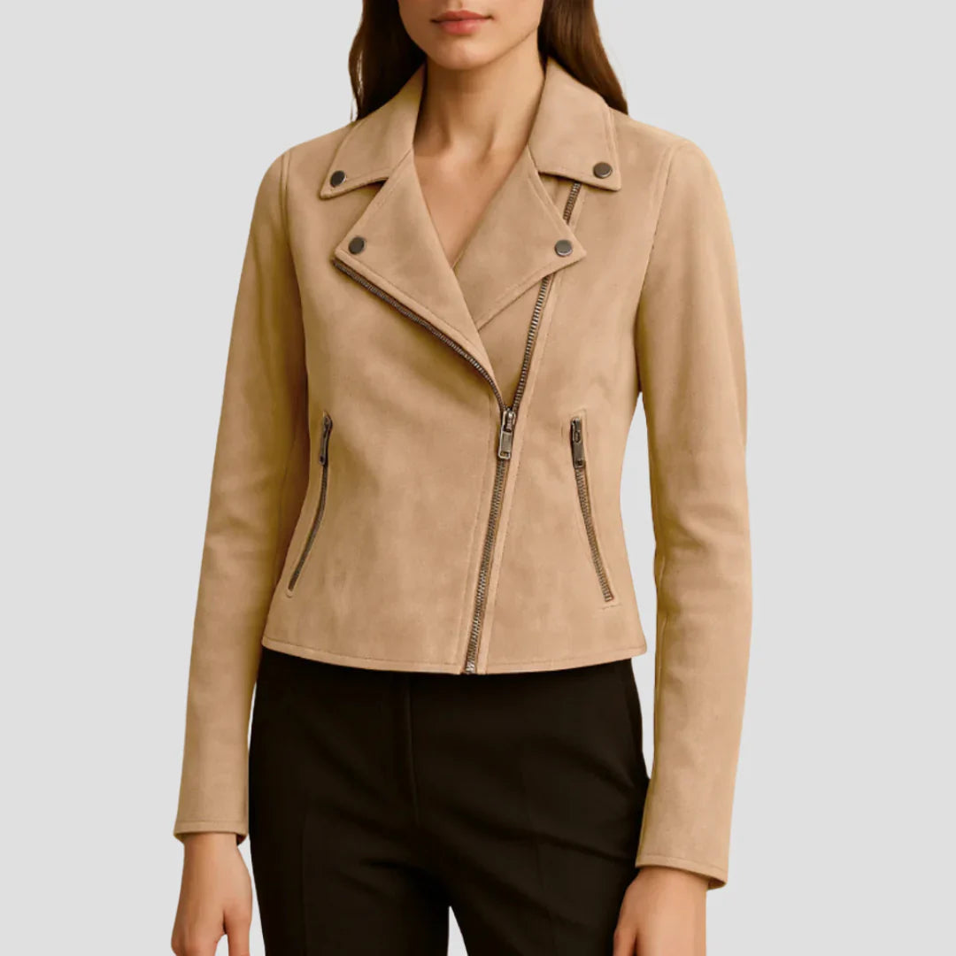 Belcien | Women’s Suede Biker Jacket
