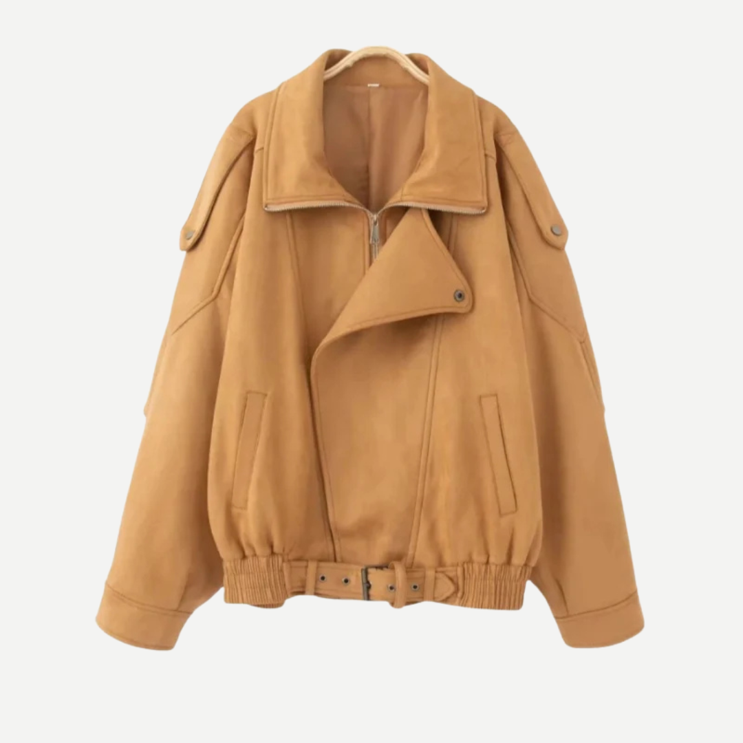 Belcien | Oversized Suede Bomber Jacket