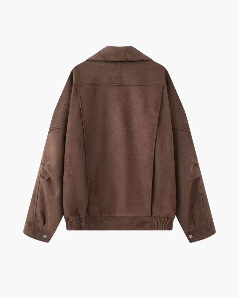 Belcien | Oversized Suede Bomber Jacket