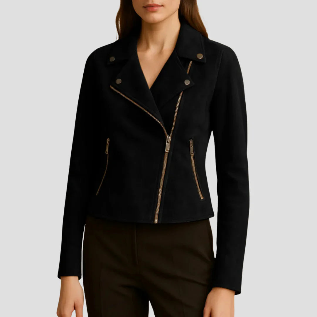 Belcien | Women’s Suede Biker Jacket