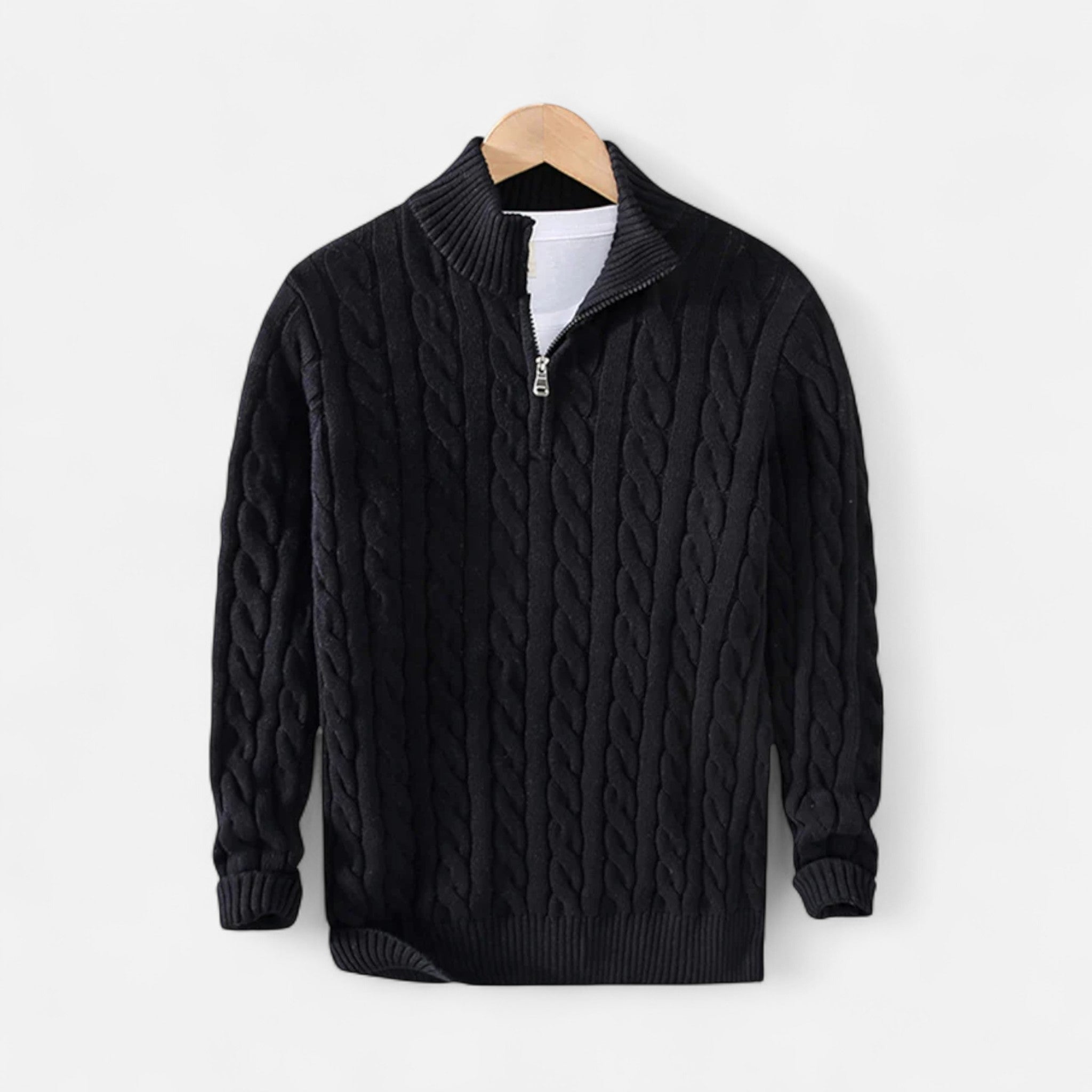 Belcien | Men’s Half-Zip Wool Blend Sweater