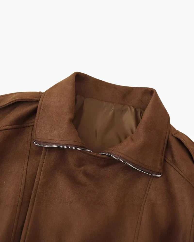 Belcien | Oversized Suede Bomber Jacket