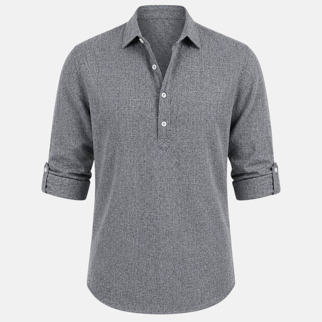 Gray long-sleeve shirt on a light gray background