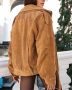 Belcien | Oversized Suede Bomber Jacket