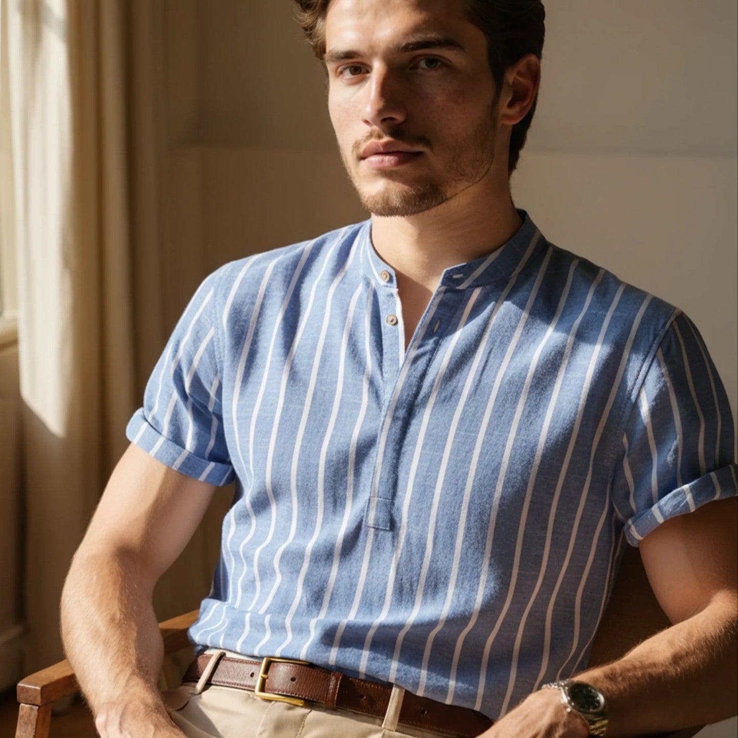 Belcien - Men’s Linen Polo Shirt