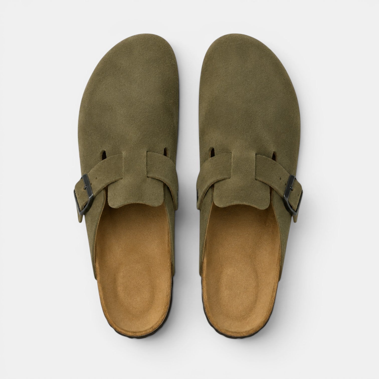 Men's Suede Clogs Cork Footbed Classic Comfort Slip-On Shoes