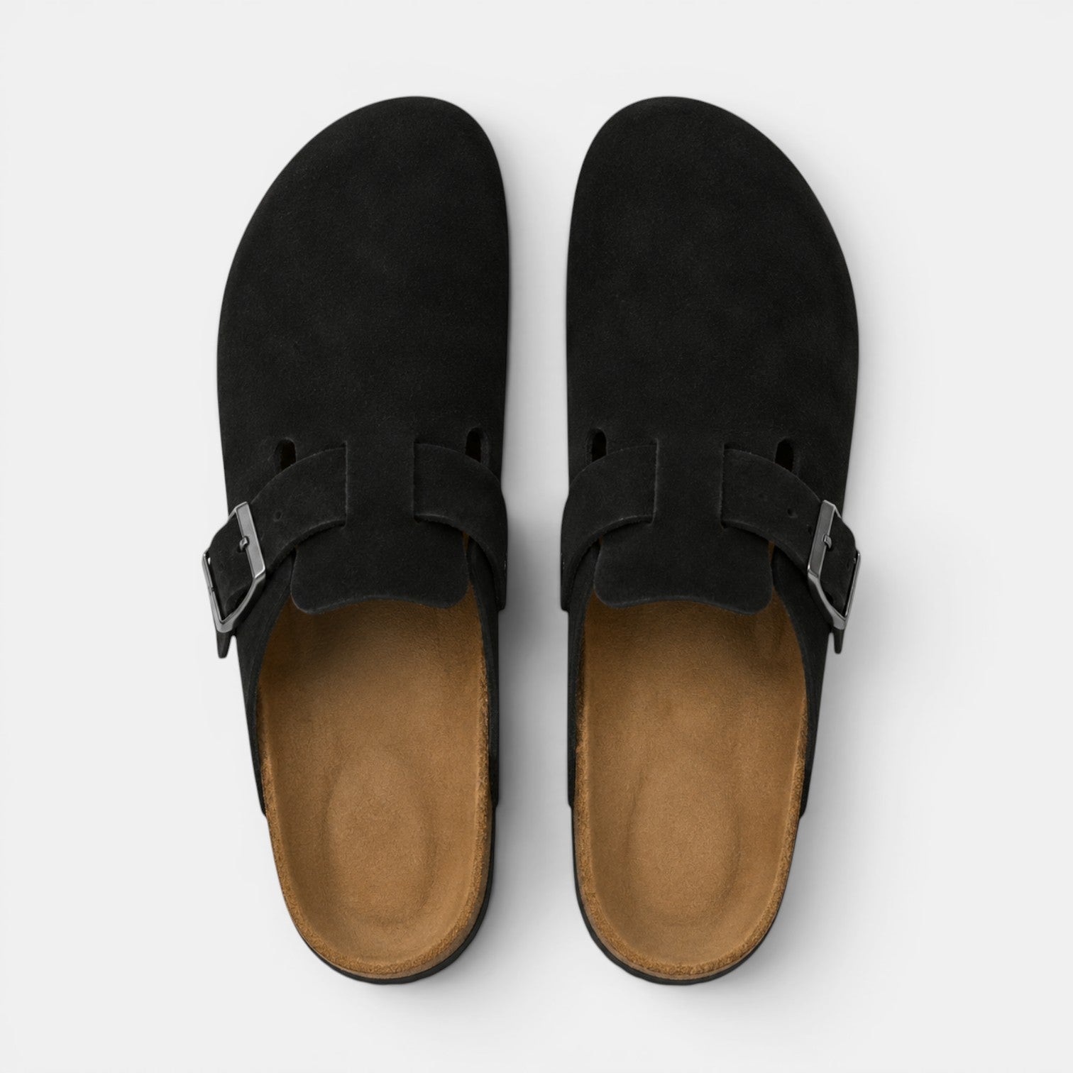 Men's Suede Clogs Cork Footbed Classic Comfort Slip-On Shoes