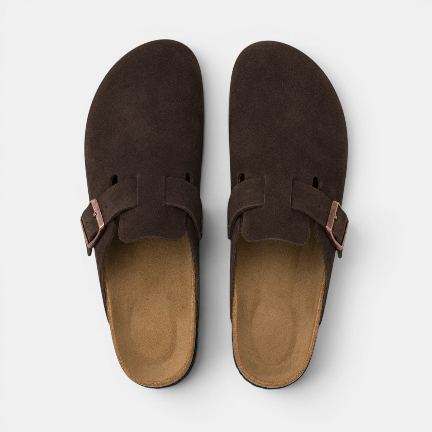 Men's Suede Clogs Cork Footbed Classic Comfort Slip-On Shoes