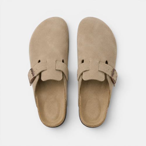 Men's Suede Clogs Cork Footbed Classic Comfort Slip-On Shoes