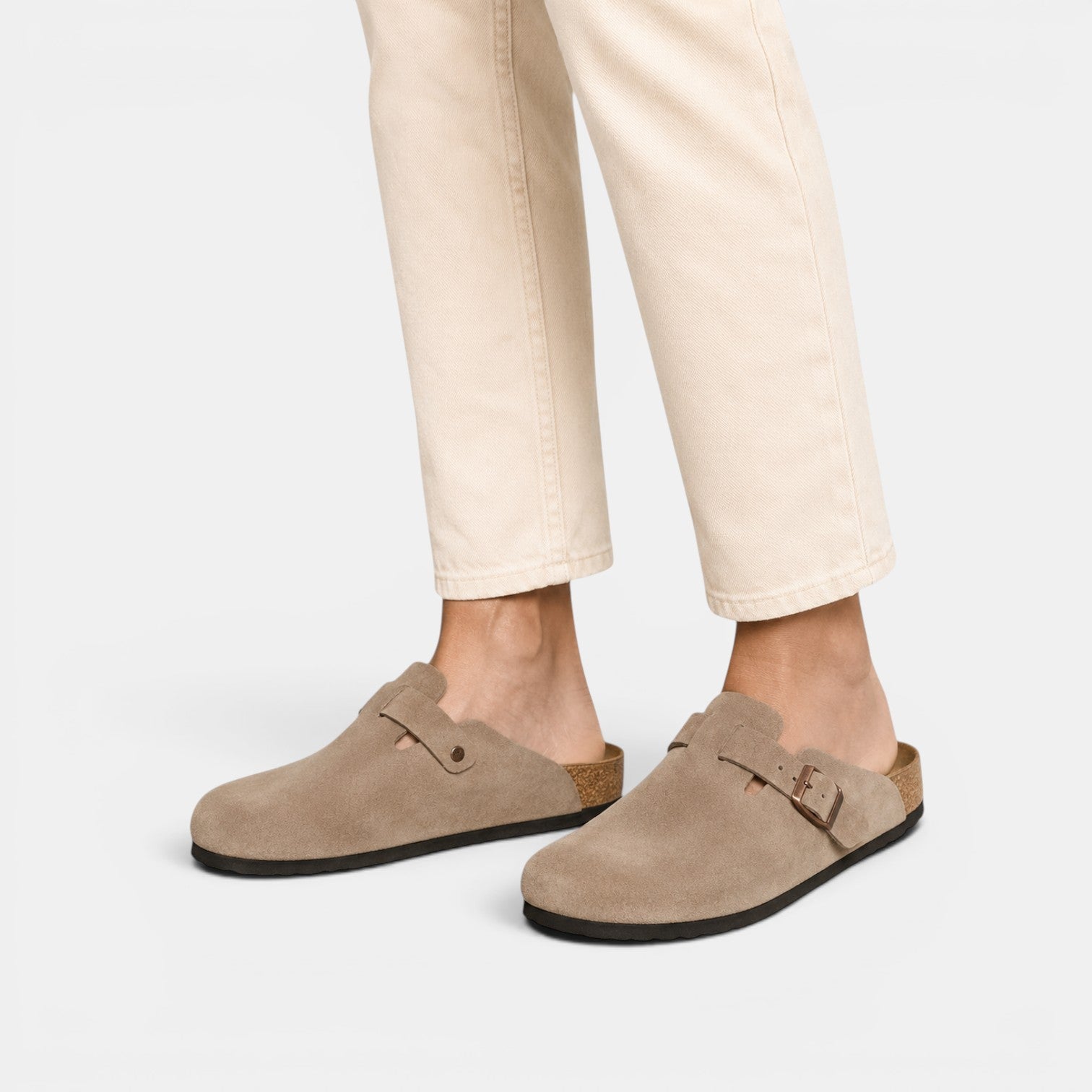 Men's Suede Clogs Cork Footbed Classic Comfort Slip-On Shoes