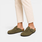 Men's Suede Clogs Cork Footbed Classic Comfort Slip-On Shoes