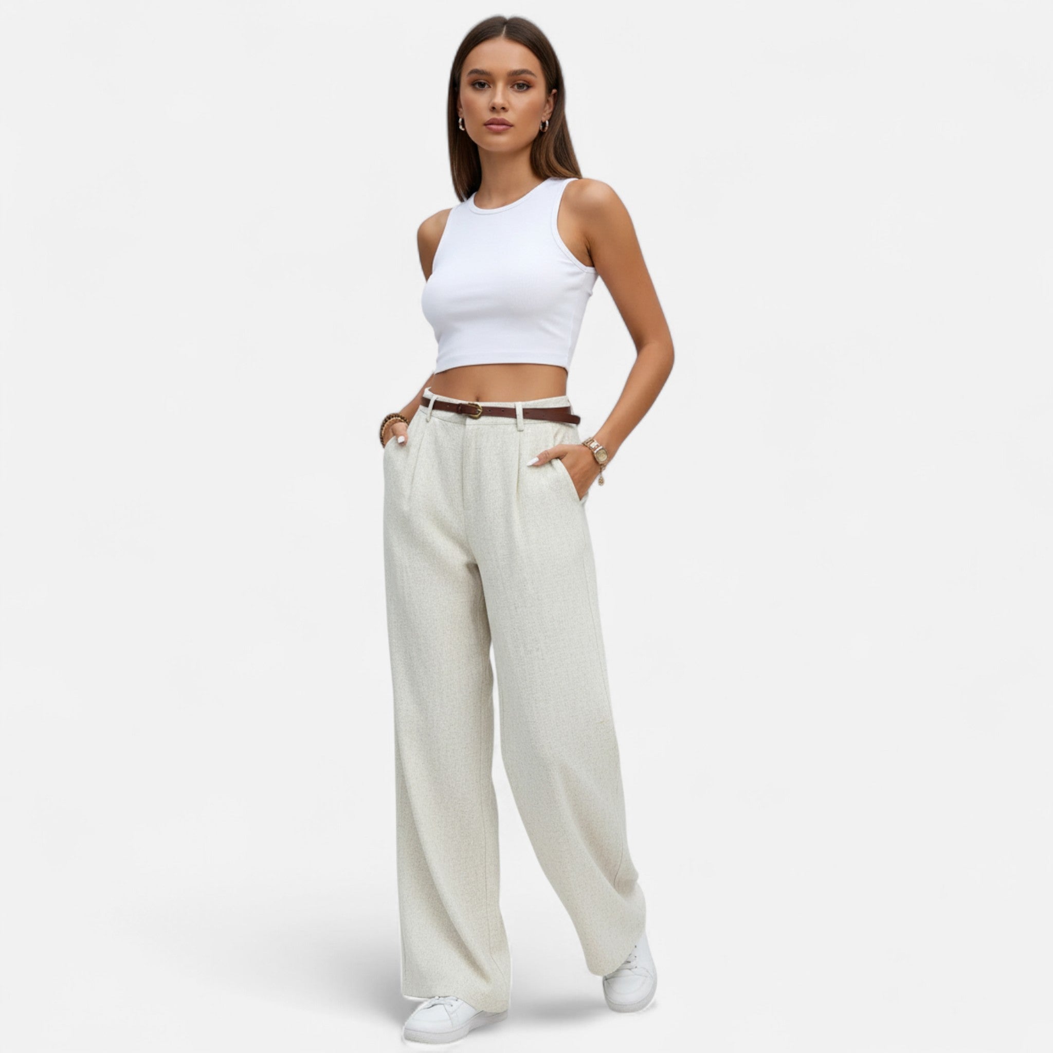 Belcien | Women’s Pleated Wide-Leg Trousers