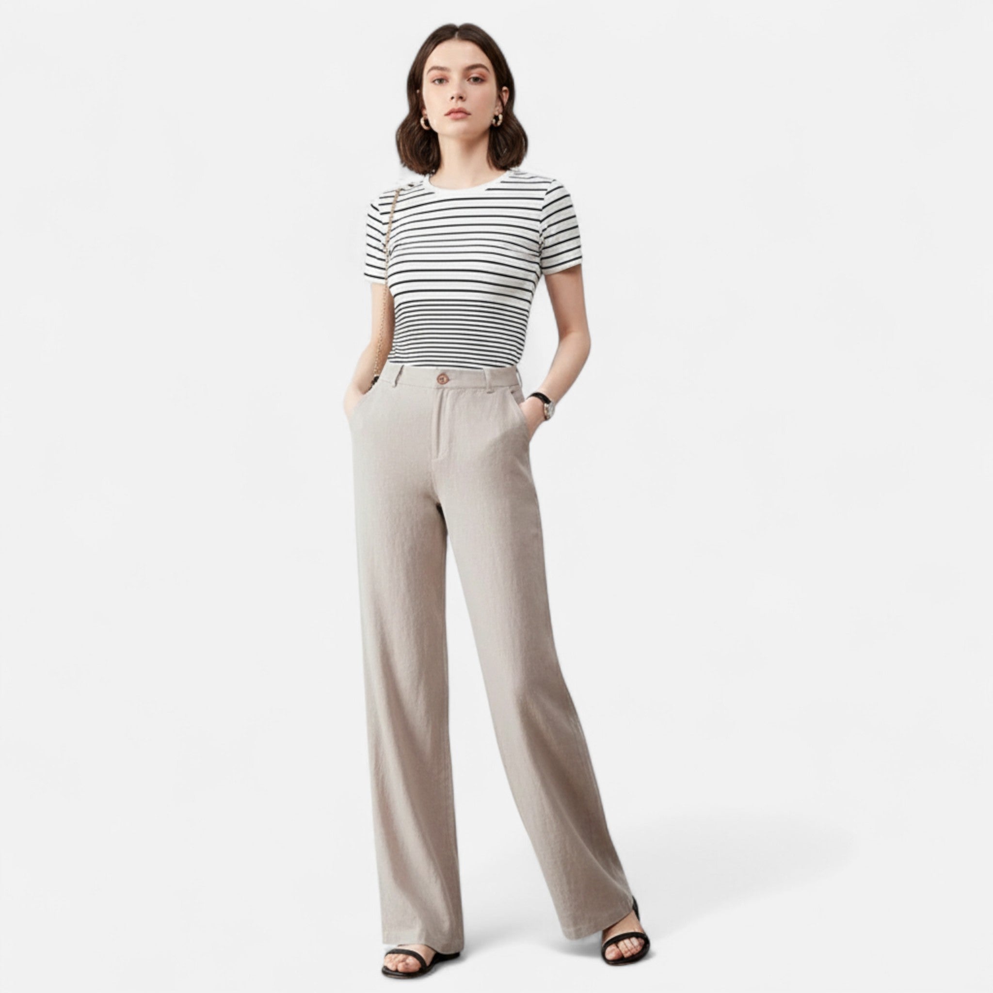 Belcien | Women’s Cotton Linen Wide-Leg Pants