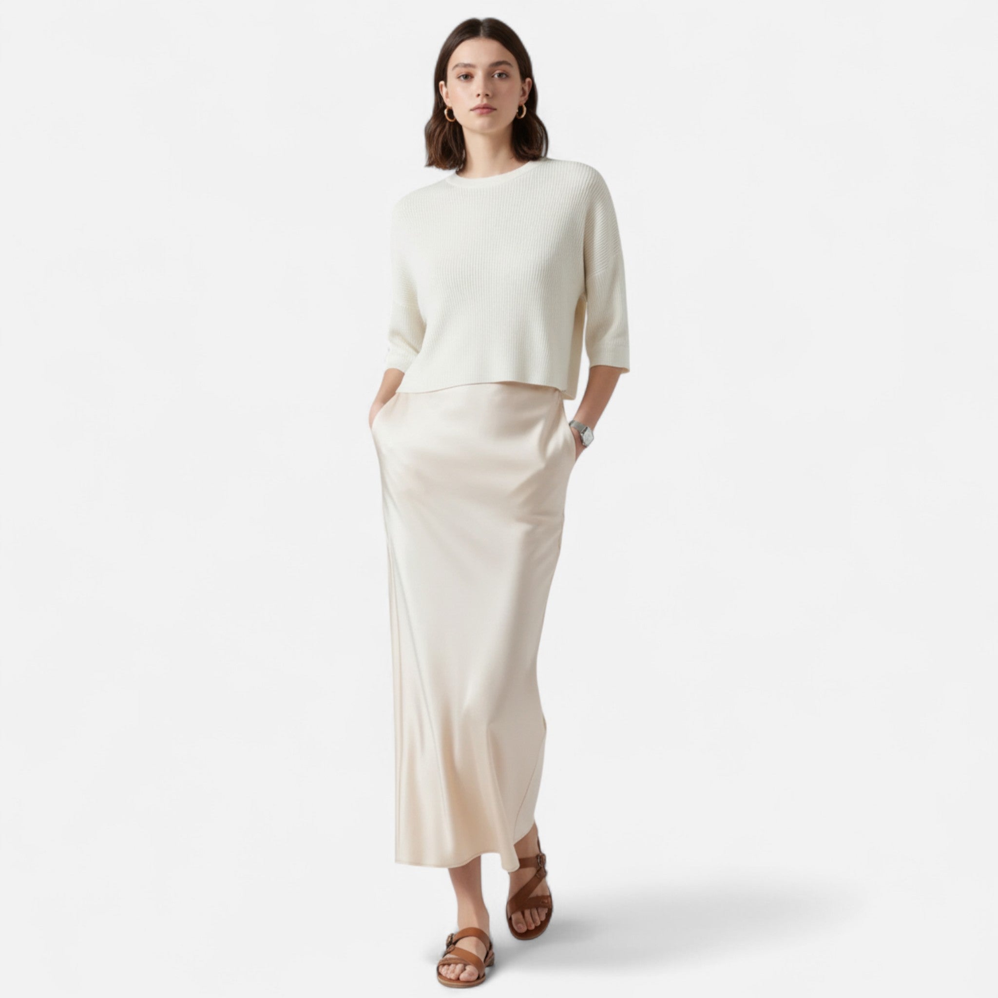 Belcien | Old Money Silk Skirt