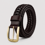 Men's Woven Leather Belt Premium Casual Business Dress Accessory