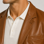 Men's Classic Leather Look Jacket Refined Smart Casual Elegance