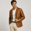 Men's Classic Leather Look Jacket Refined Smart Casual Elegance