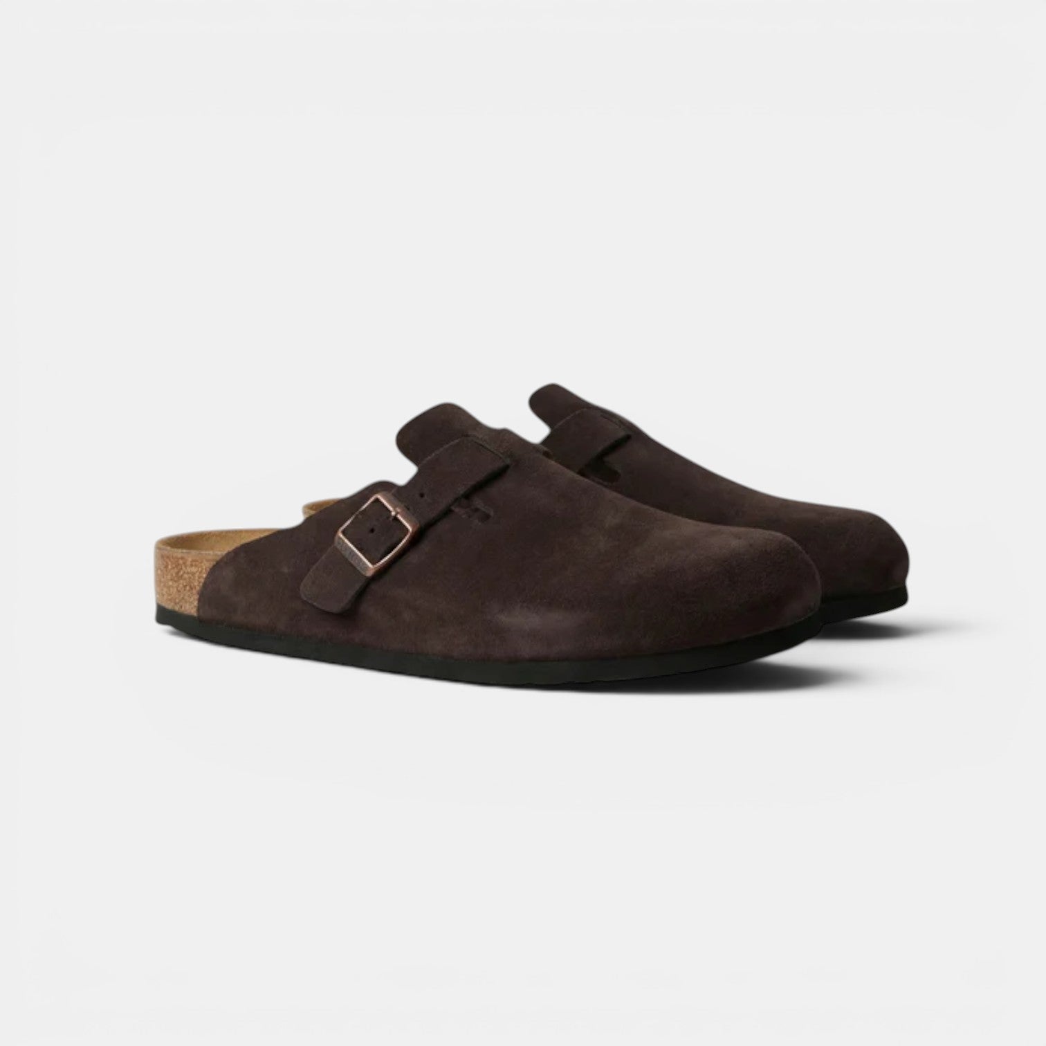 Men's Suede Clogs Cork Footbed Classic Comfort Slip-On Shoes