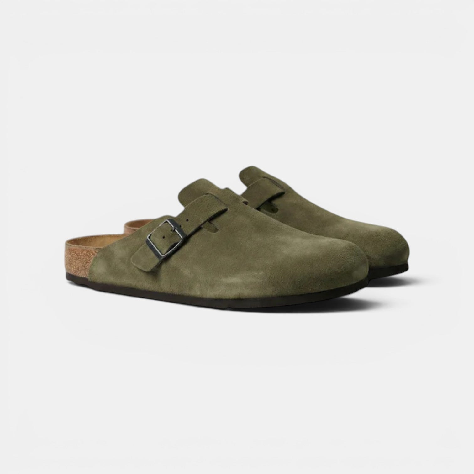 Men's Suede Clogs Cork Footbed Classic Comfort Slip-On Shoes
