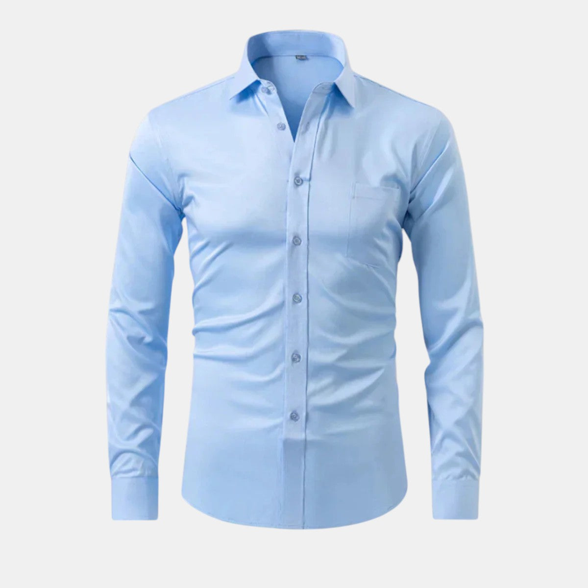 Light blue dress shirt on a white background