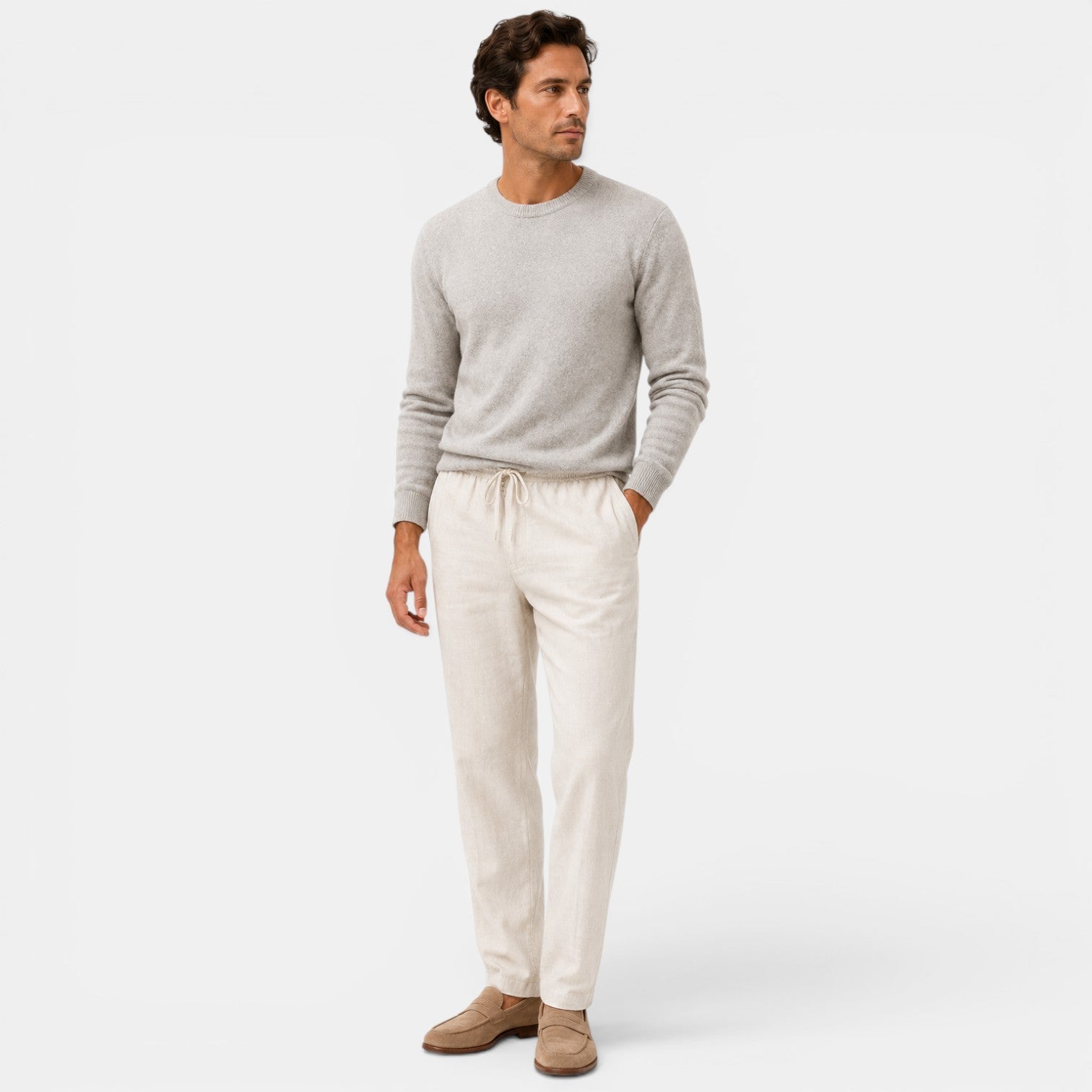 Men's Cotton Drawstring Pants Relaxed Fit Everyday Trousers