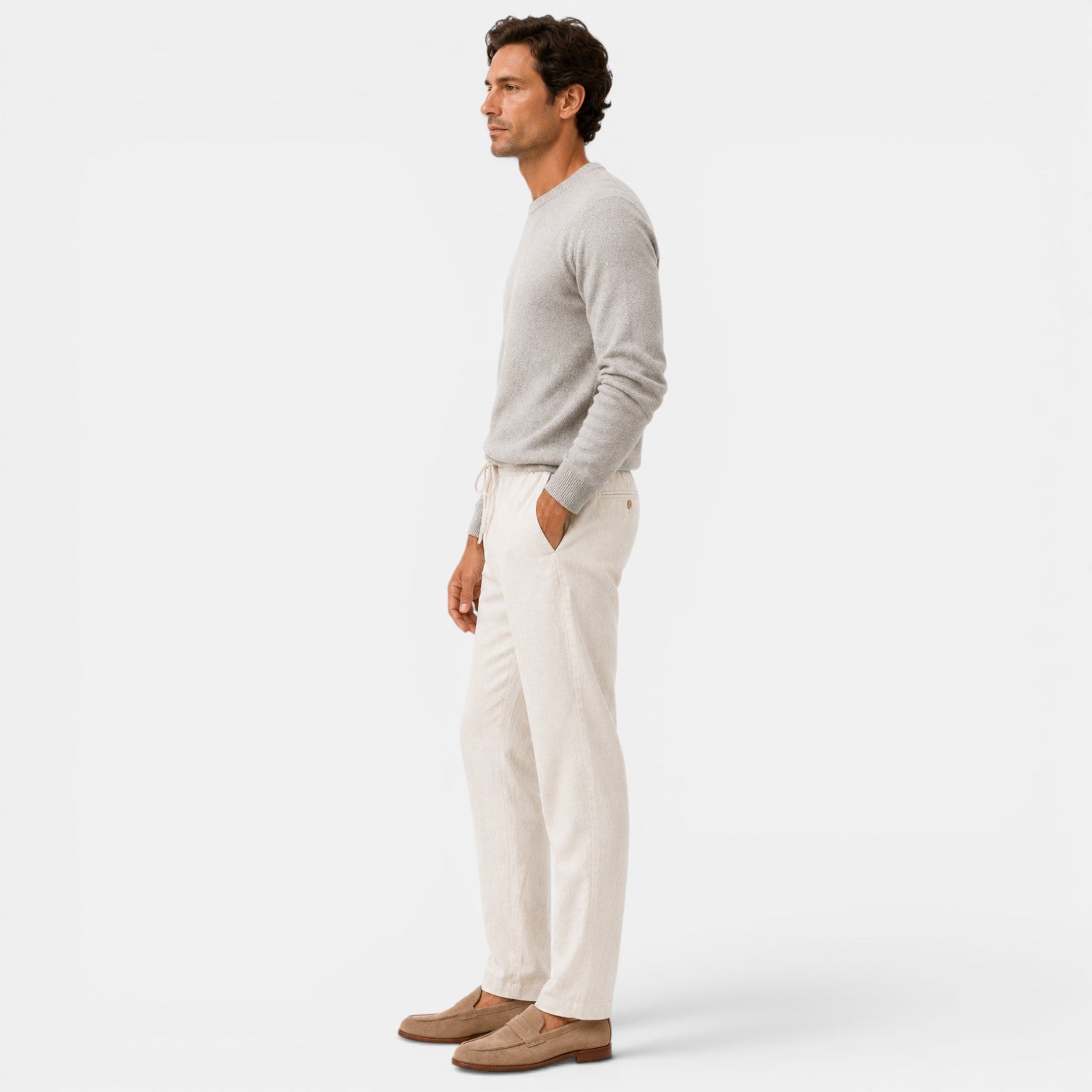 Men's Cotton Drawstring Pants Relaxed Fit Everyday Trousers