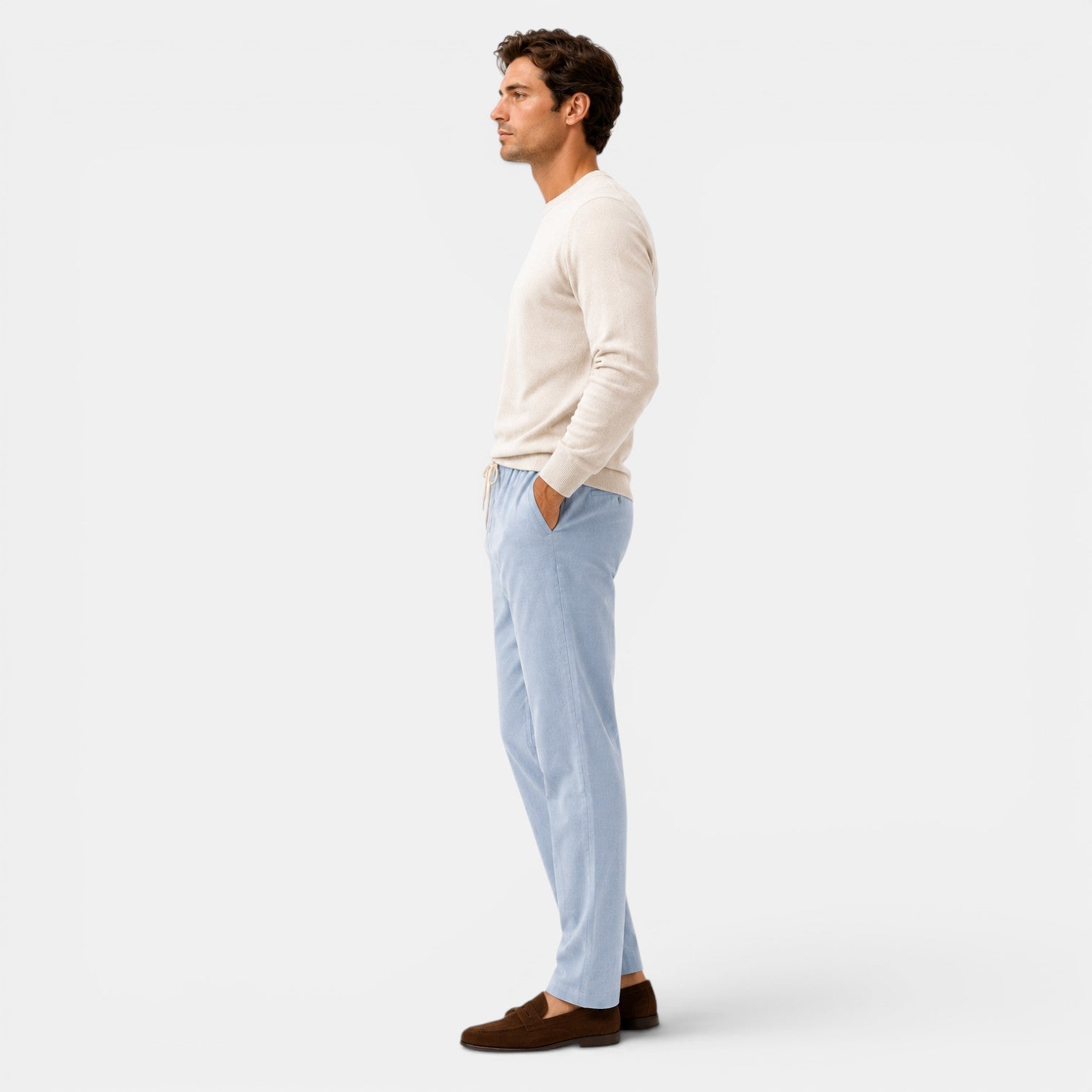 Men's Cotton Drawstring Pants Relaxed Fit Everyday Trousers