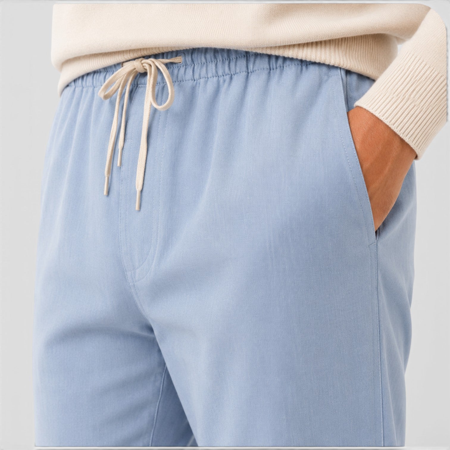 Men's Cotton Drawstring Pants Relaxed Fit Everyday Trousers
