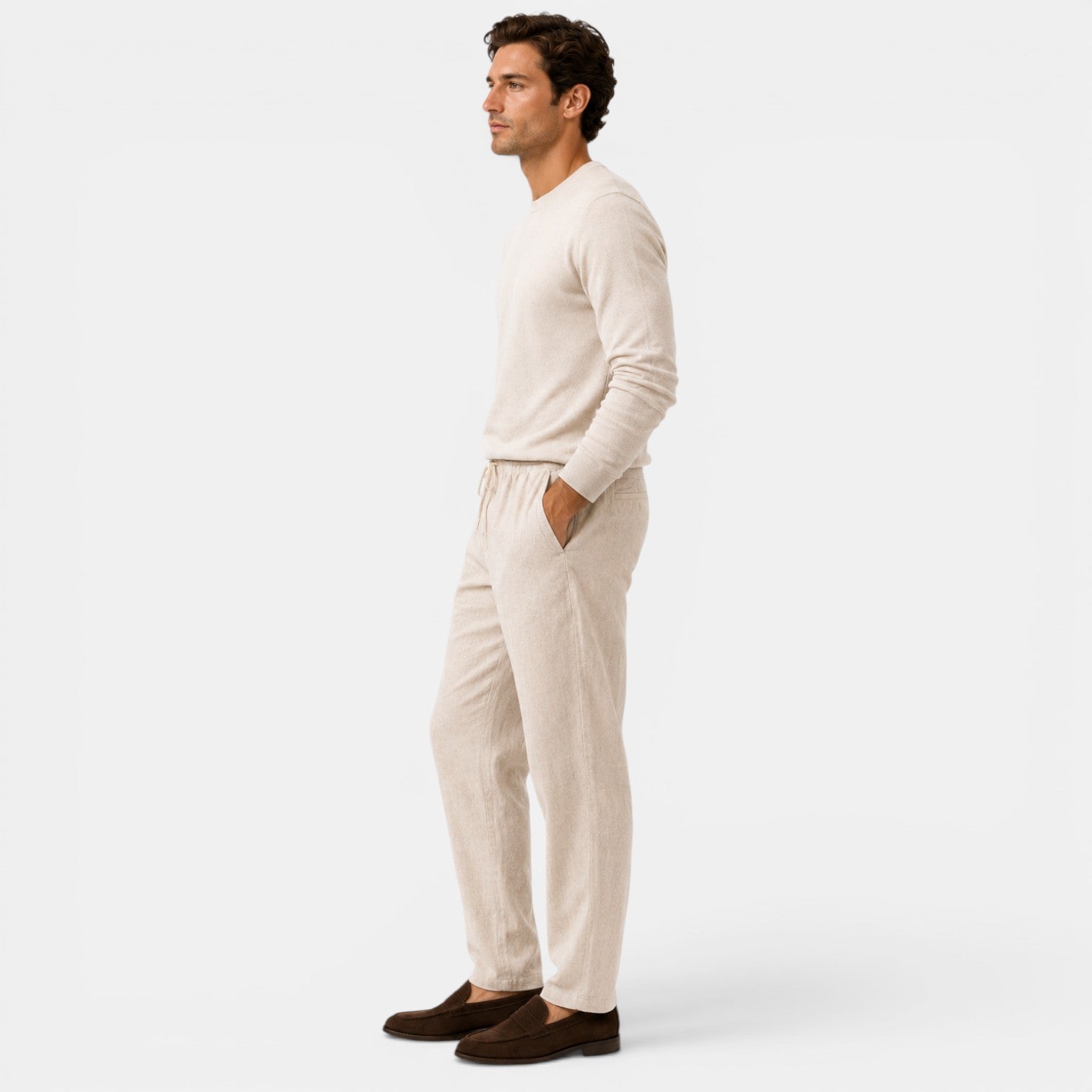 Men's Cotton Drawstring Pants Relaxed Fit Everyday Trousers