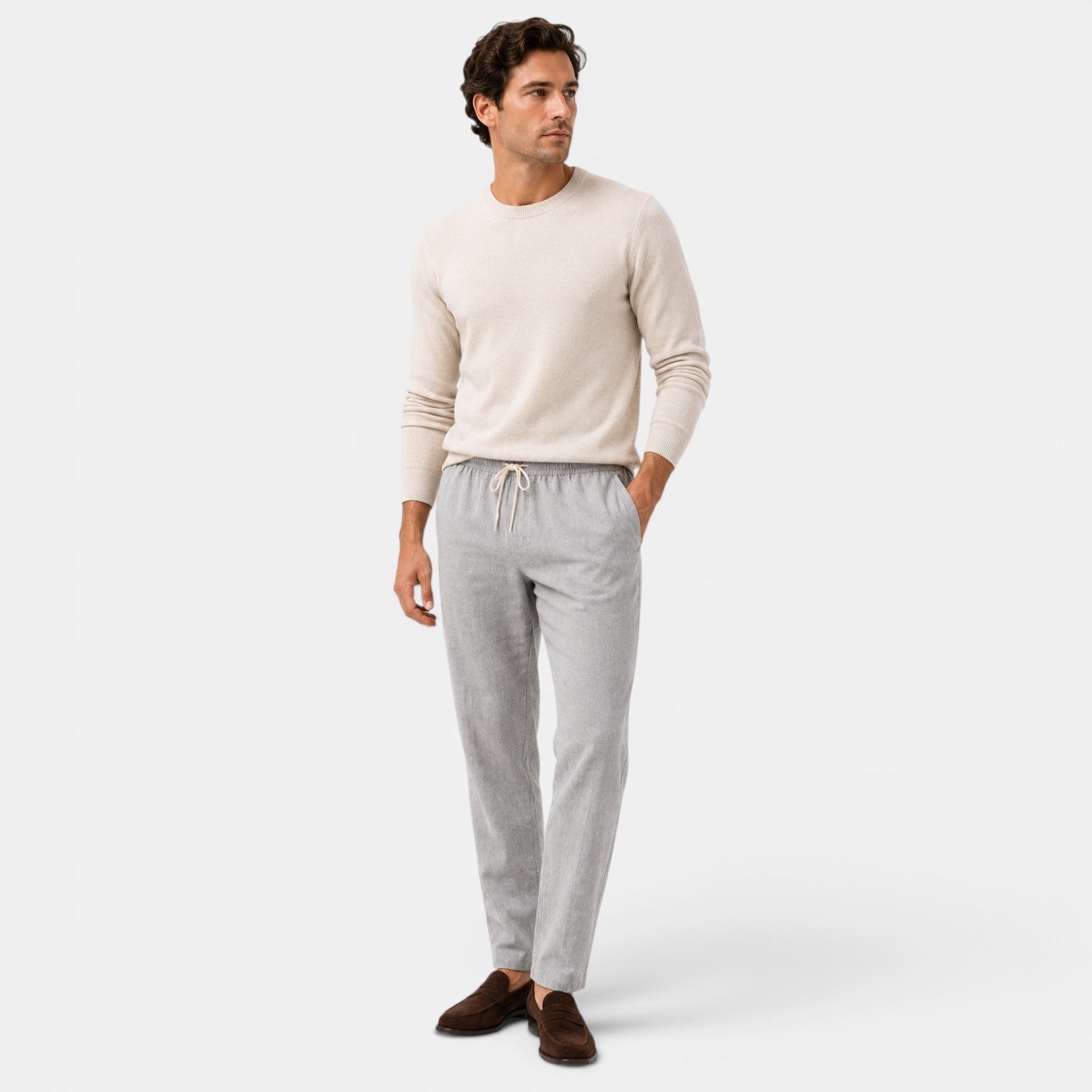 Men's Cotton Drawstring Pants Relaxed Fit Everyday Trousers
