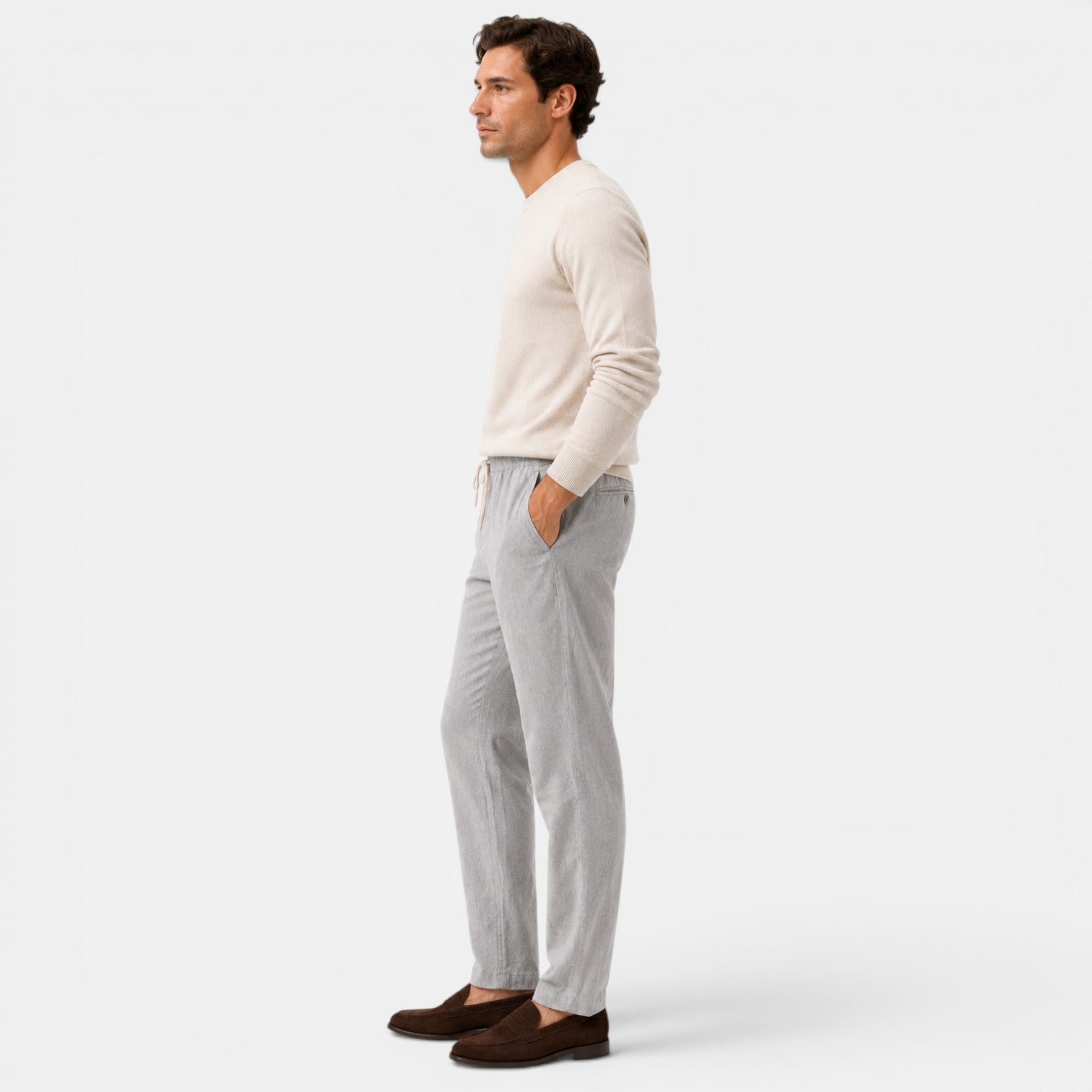 Men's Cotton Drawstring Pants Relaxed Fit Everyday Trousers
