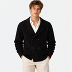 Men's Double Breasted Knit Cardigan – Lapel Collar Sweater