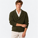 Men's Double Breasted Knit Cardigan – Lapel Collar Sweater