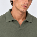 Men's Knit Polo Sweater – Open Collar Long Sleeve Pullover