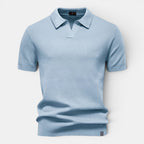 Light blue polo shirt on a white background
