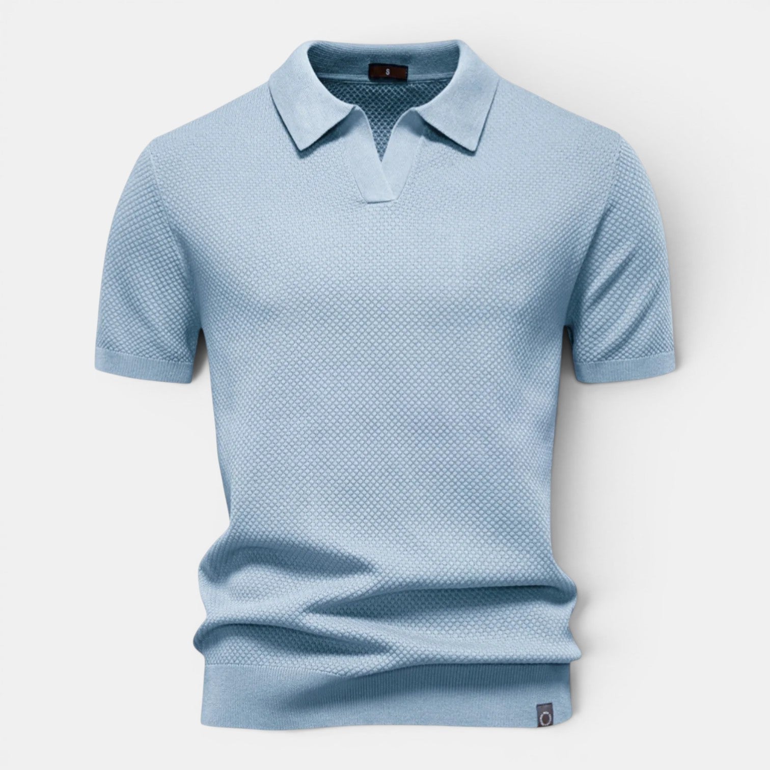 Light blue polo shirt on a white background