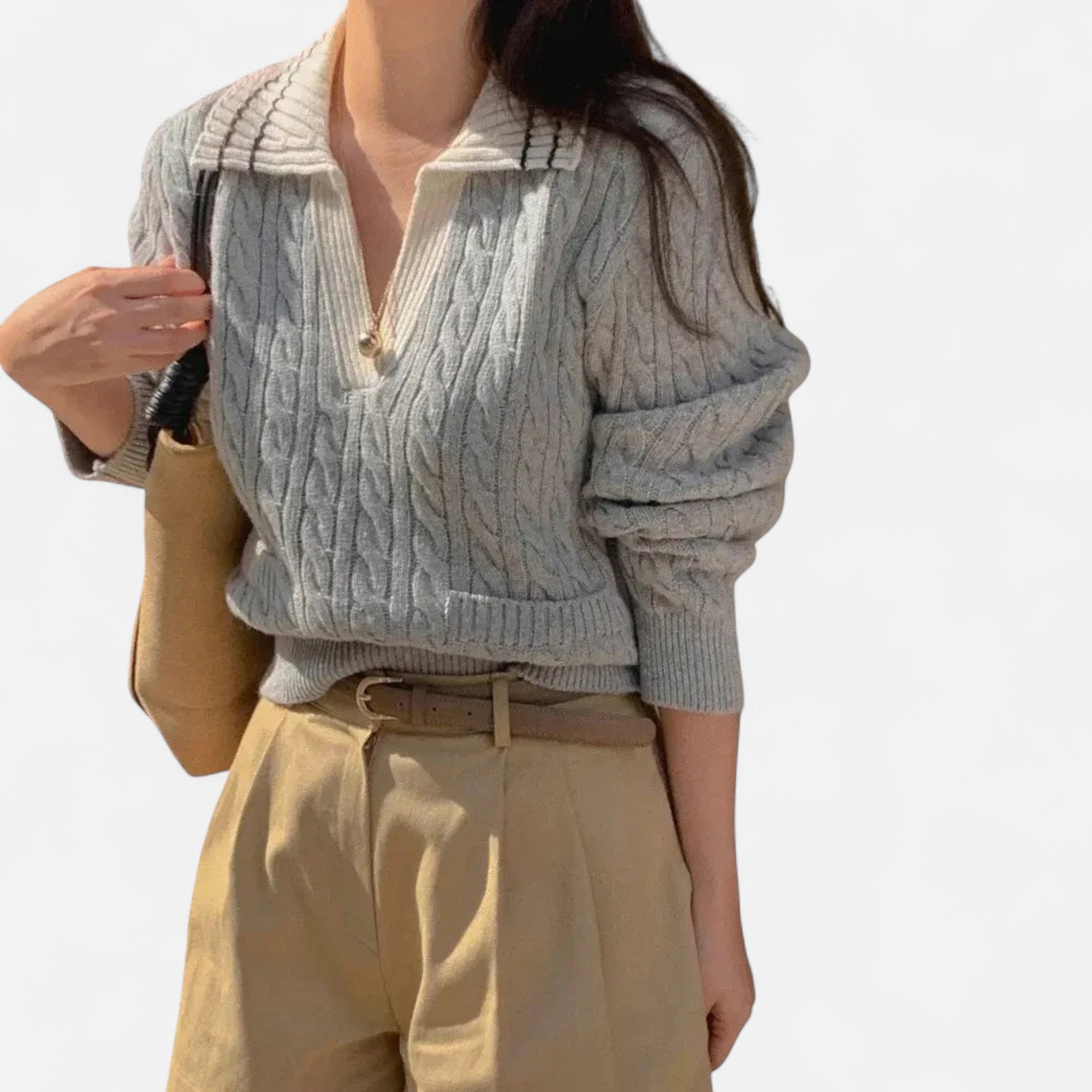Belcien | Women’s V-Neck Wide Collar Sweater