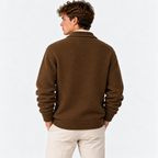 Men's Double Breasted Knit Cardigan – Lapel Collar Sweater