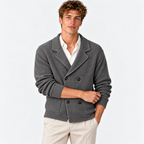 Men's Double Breasted Knit Cardigan – Lapel Collar Sweater