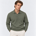 Men's Knit Polo Sweater – Open Collar Long Sleeve Pullover